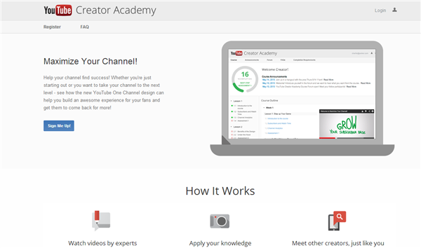 YouTube Creator Academy Sign Up
